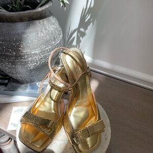 J. Crew Gold Strappy Heels